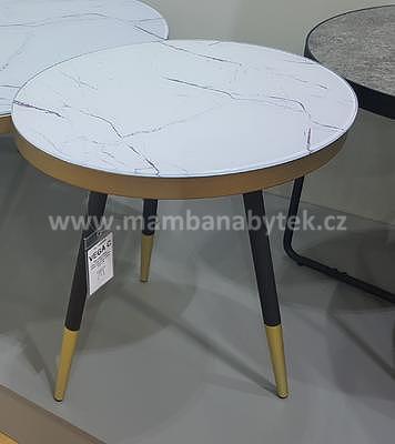 Vega C, odkládací stolek světlý mramor/černá/zlatá - 1